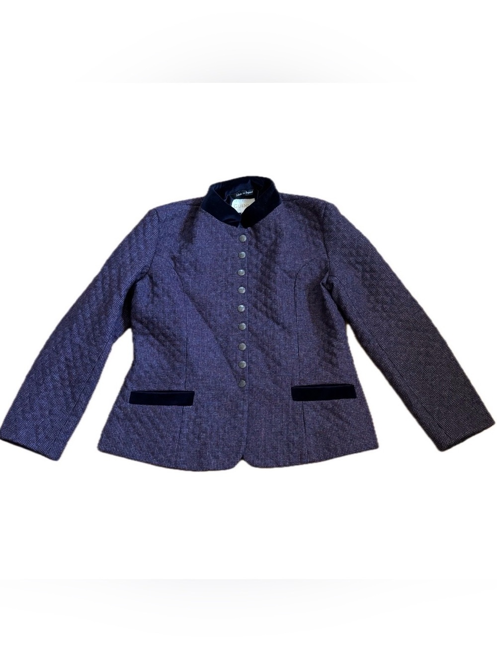 Guinea Wool Tweed Jacket Coat Sz UK 14 US 10 Velvet Trim Made In England Luxury